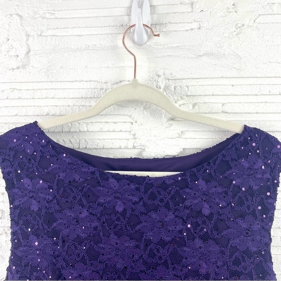cb established 1962 Violet Sleeveless Sheath Cocktail Dress Sequin Lace Size 16 - Picture 3 of 14